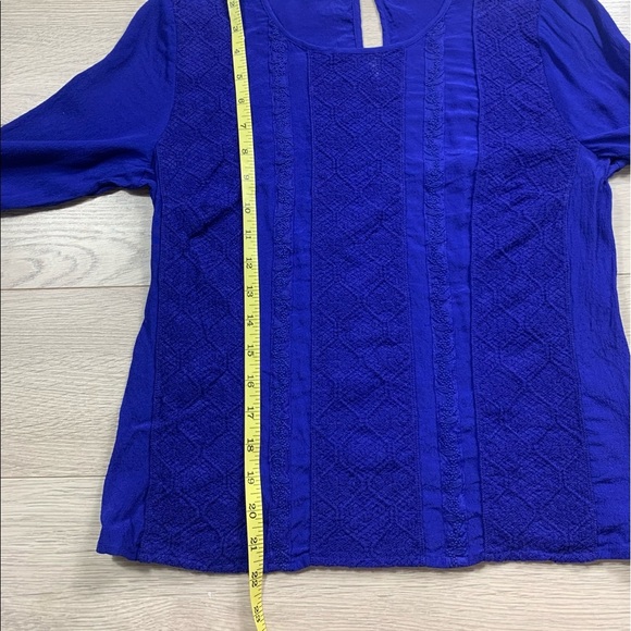 Anthropologie Meadow Rue Blue Salina Lace Long Sleeve Blouse - Picture 9 of 12